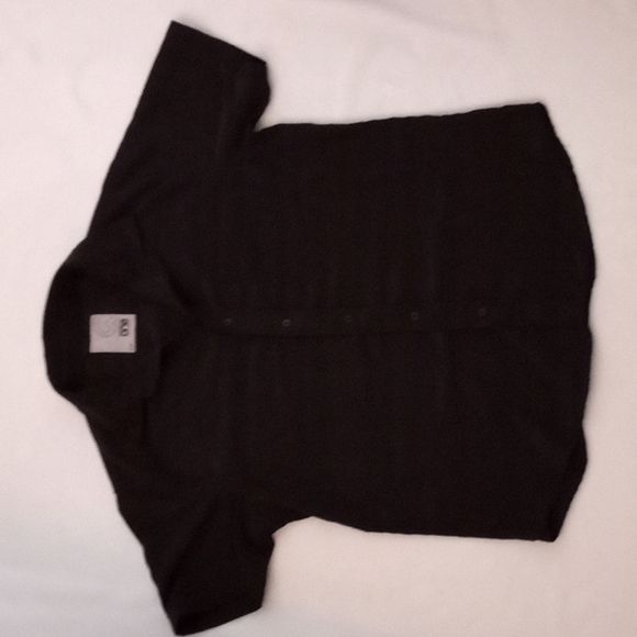 Men's Black Button Up Short Sleeve with Pocket Large - Picture 2 of 4